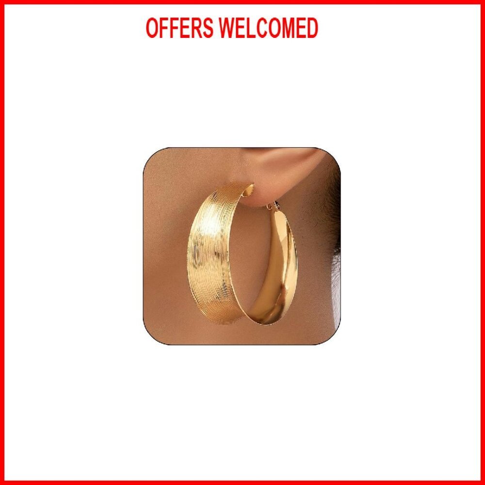 Large Chunky Hoop Earrings, Statement Alloy Steel Huggie Hoops